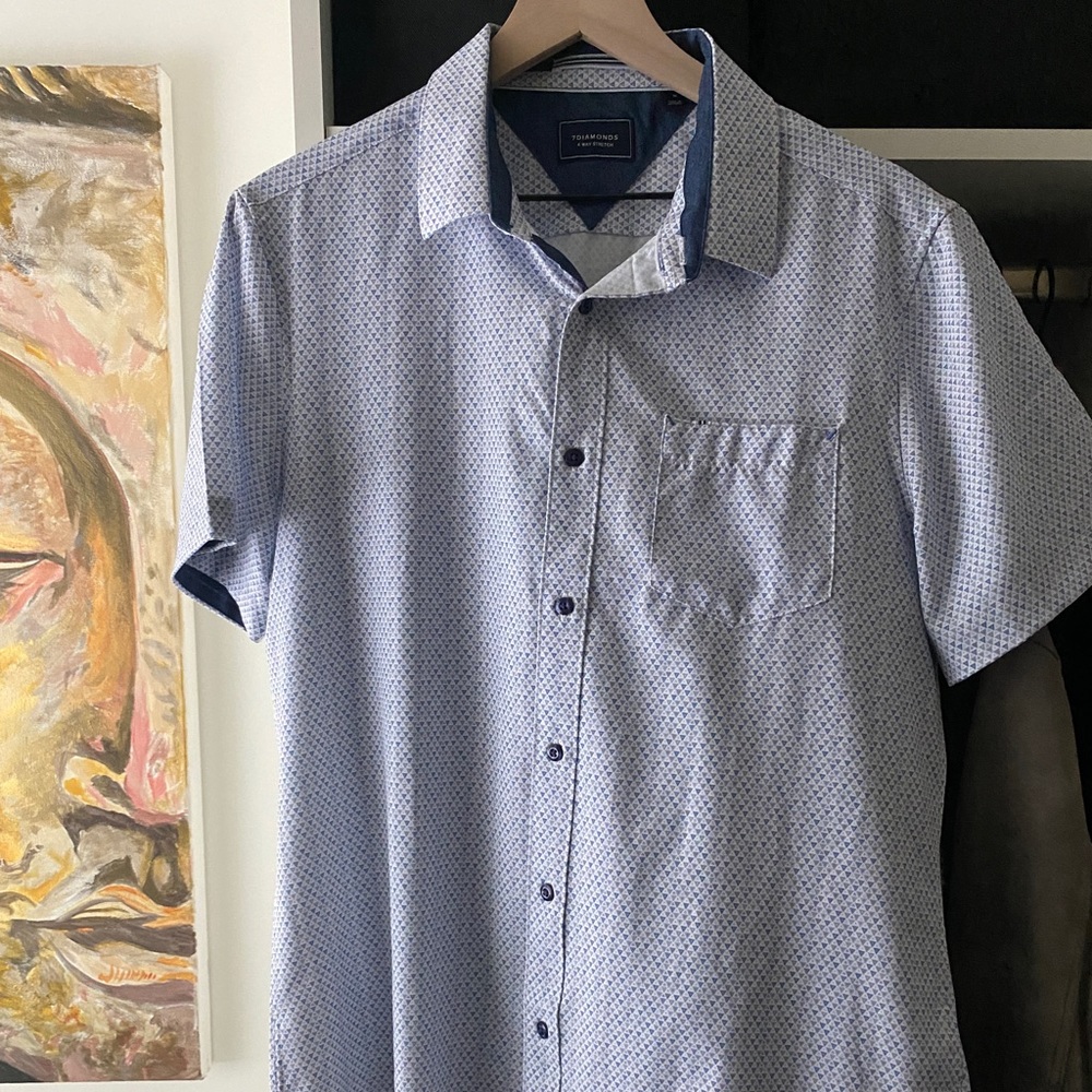 7 diamonds 4 way stretch button up